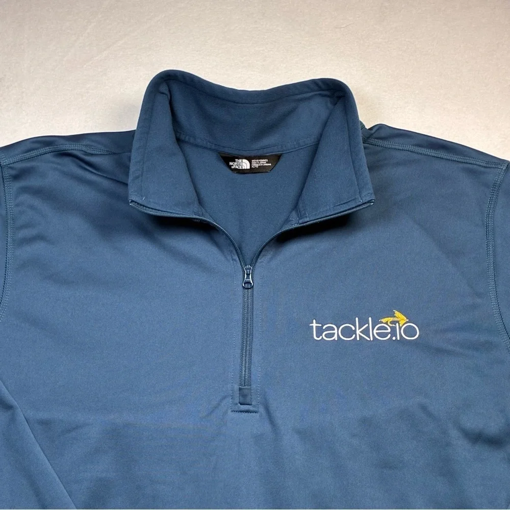 The North Face 1/4 Zip Pullover Long Sleeve “Tackle.io” Logo Teal Men’s XL